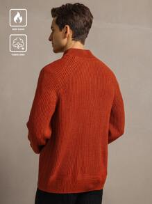 Manfinity Homme Men's Solid Front Button Casual Long Sleeve Cardigan - Orange - View 2
