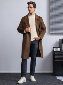 Manfinity CityGents Suéter informal de unicolor con cuello alto para hombre, de manga larga