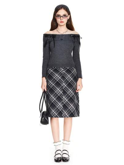 ROMWE Avant Grizelle Sweet Plaid Pattern A-Line Skirt For Women