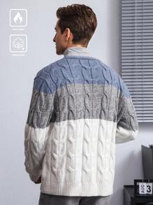 Manfinity Homme Áo len dệt kim đơn sắc cài nút phía trước cho nam - Nhiều màu - Xem 2