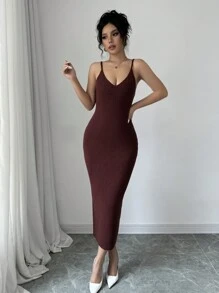 Rafferiza V-Neck Sleeveless Sweater Dress + High Neck Cropped Lantern Sleeve Pullover Sweater Set - Rust Brown - View 6