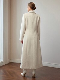 WOOL SOLID LAPEL COLLAR PEA OVERCOAT - image - 8