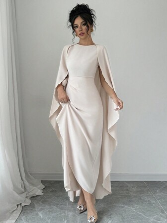 Rafferiza Ärmlös spetsad midja Elegant asymmetrisk fåll Charmig klänning Maxi Kvinnor Outfit
