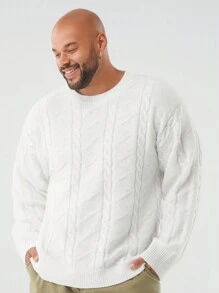 Manfinity BRENVOR Maglione casual a girocollo oversize da uomo, a maglia a trecce, vestibilità ampia, per uscire, adatto per l'autunno e l'inverno
