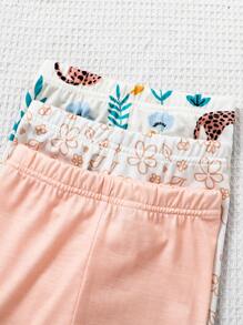 3pcs Baby Girl Cute Lion Print Pants Set - Multicolor - View 4