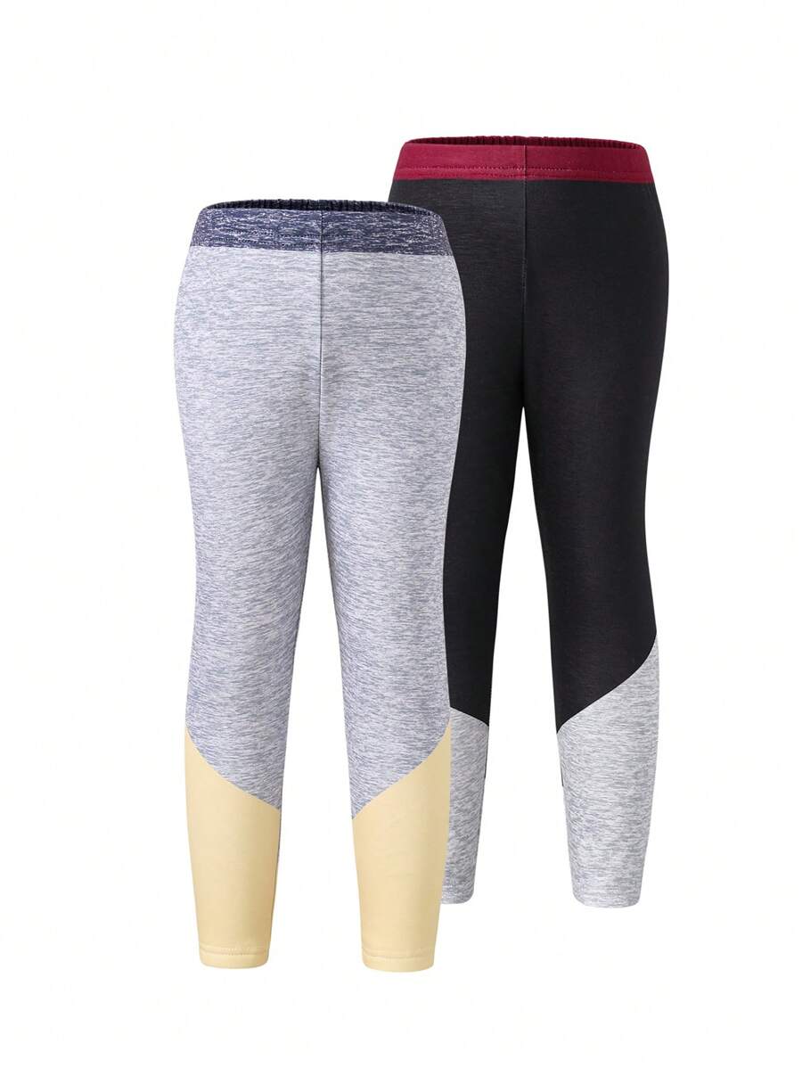 Combo 2 quần legging lót nhiệt cho bé gái, màu xám/đen và xám/vàng - Nhiều màu - Xem 1