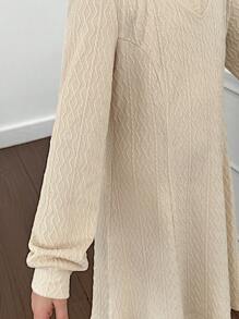 Tween Girls' Fitted Knit Cable V-Neck Sweater Dress