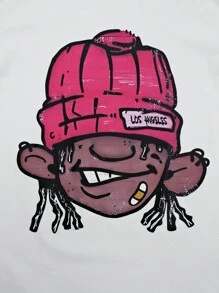 Manfinity EMRG Plus Size Men's Casual Cartoon Print T-Shirt, Summer - White - View 4