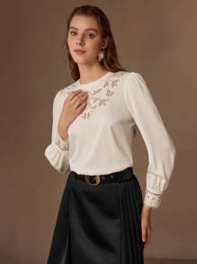 MOTF PREMIUM 纯色镂空纽扣后背衬衫 - 白色 - 查看 6