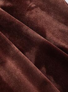 SHEIN MOD 大码复古时尚高腰褶皱天鹅绒阔腿裤，秋冬 - 棕色 - 查看 4