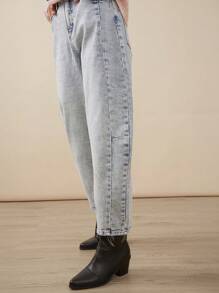 WESTFADE Premium Denim Stretch Barrel Leg 99% Cotton Ankle Jeans