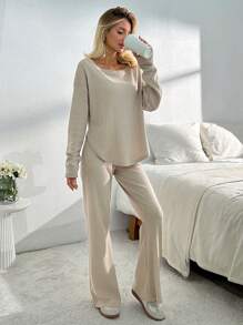 RueChic WOMAN GREY LOUNGEWEAR TWO PIECE SUIT - Grey - View 1
