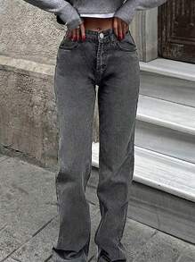 Jeans rectos y holgados de corte retro para mujeres