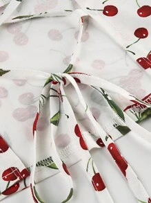 INAWLY Blusa informal de verano con estampado de cerezas para mujer