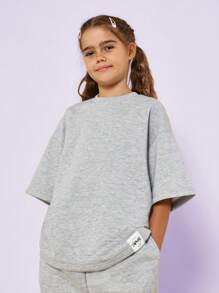 SUMWON Tween Girls Oversized Fit Tee With Joggers 2 Piece Set - Grey - View 3