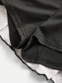 SHEIN Girlism Váy xếp ly họa tiết da báo thường ngày cho bé gái tuổi teen có viền xếp nếp và quần short lót - Màu Lilac Tím - Xem 4