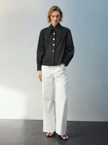 Maija Solid Button Front Shirt