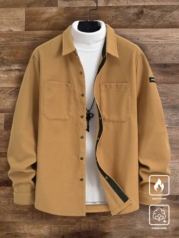 Manfinity Homme Men's Solid Color Casual Jacket, Fall/Winter