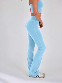 Musera Sport High Waisted Sculpt Flare Sports Leggings Only,Padel, Tennis, Pickleball Gym Fitness - Baby Blue - View 4