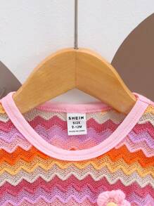 2pcs Baby Girls Fashionable Striped Tassel Decor Long Sleeve Top And Pants Set, Spring/Fall
