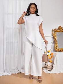 SHEIN Lady 四季两件套女装套装 秋季两件套休闲优雅女士白色编织立领优雅叠穿女士秋季套装 新款女士两件套 女士休闲两件套 - 白色 - 查看 7