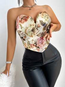Zolique Women's Floral Printed Asymmetrical Hem Sleeveless Camisole Top For Summer - Multicolor - View 5