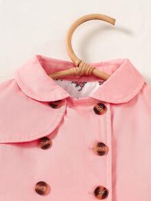 1pc Toddler Girls Floral Lined Wind Resistant Jacket, Fall & Winter - Pink - View 4