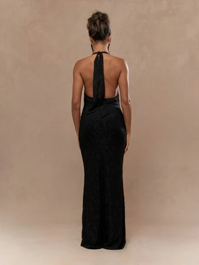 chinese dress ladies Halter Cowl Neck Mesh Maxi Dress  OhYes Fashion
