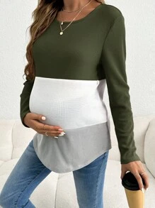 SHEIN 孕妇休闲哺乳，休闲哺乳上衣 - 軍綠色 - 查看 3