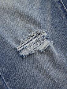 Tween Girls 时尚 Y2K 复古休闲阔腿牛仔裤，百搭且讨人喜欢的设计，适合日常穿着 - 淺色水洗藍 - 查看 5