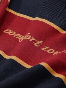 FRIFUL Women Contrast Color Letter Fleeced Loose Sweater,Fall Women Clothes,Winter