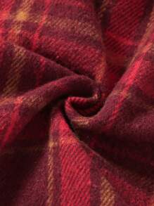 Baby Boy Plaid Printed Shirt With Flip-Over Detail - Burgundy - View 6
