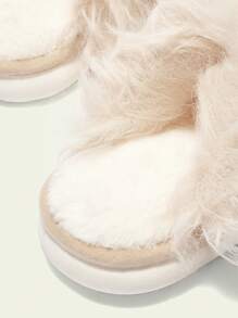 CUCCOO Quty Women's Solid Color Fuzzy Patchwork Casual Slippers