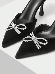MOTF PREMIUM 2024 POINTED TOE HIGH HEELS SHOES WITH CRYSTAL BOW ACCENT FOR WOMEN