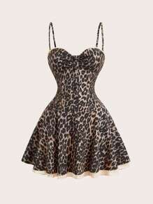 SHEIN EZwear Women Leopard Print Sexy A-Line Slip Dress - Multicolor - View 3