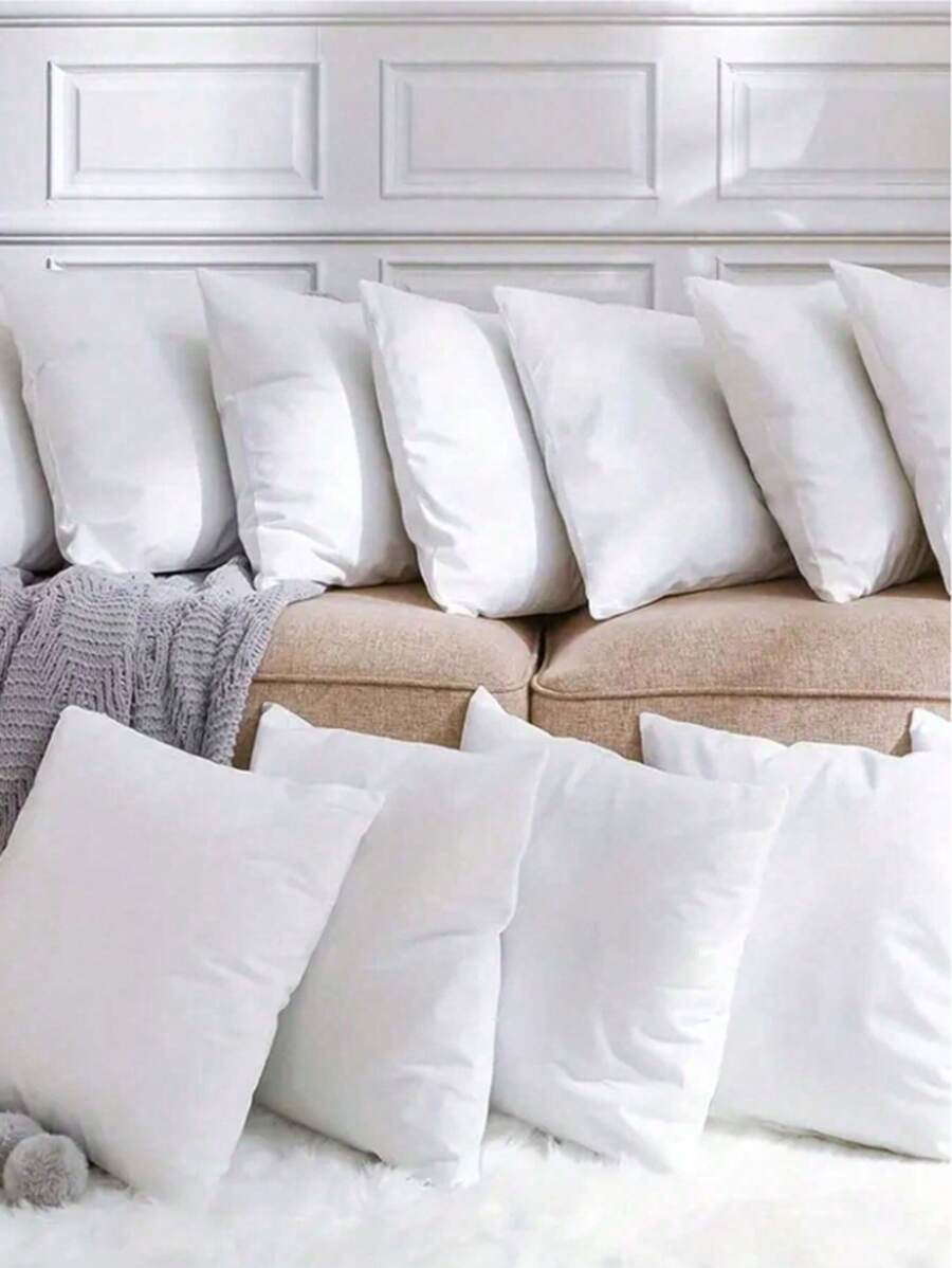 8 PCS Soft Lightweight Machine-Washable Throw Pillow Covers Set,Solid Smooth Contemporary Hidden Zipper Closure High-Grade Pillowcases For Sofa Living Room Bedroom Decorative Cushions,4 Sizes,(No Pillow Core) - White - View 1
