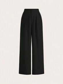 Poéselle Summer High-Waisted Pants Multi-Piece Set, Wide Leg Pants High Waist Fold Pleated Wide Leg Pants, Loose Fit, Long Pants - Pink - View 4