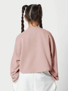 SUMWON Tween Girls Everyday Oversized Fit Flared Sleeve Sweatshirt - Pink - View 2