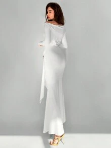 Aloruh Elegant Off-Shoulder Metallic Bow Embellished Dress For Women Halloween Women Dress Women Costumes Elegant Women Dresses Dress With Sleeves Formal Gown Fall S Christmas Women Dress Long Fall Dress Thanksgiving Dress Dark Blue Dress Fall Women OutfitsHollowed Costumes Thanksgiving Women Outfit Women Dresses Business Casual Women Winter Clothes Winter Women Dress Black Homecoming Dress Elegant Dress Christmas Women Dress Elegant Women Dresses Sexy Dress Cat Woman Costume Fall Women Clothes Dress Mermaid Costume Fairy Costume Dress Sexy Black ,White Graduation Dress - White - View 2