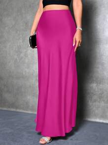 Glamine Women's Solid Color Mermaid Style Maxi Dress, Satin Fabric, Elegant Long Design, Suitable For Parties, Daily Wear, Spring/Summer Bright Colors