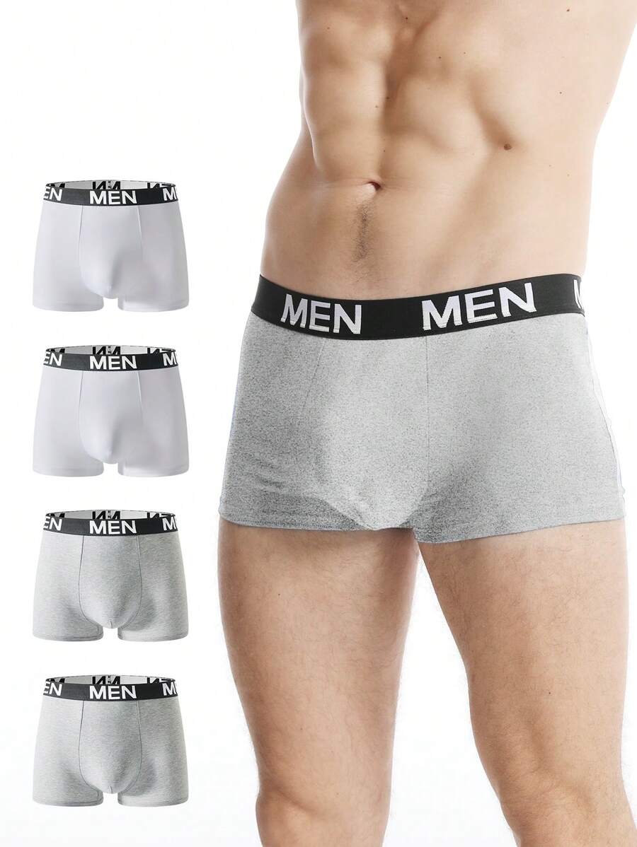 Quần lót boxer thường ngày họa tiết jacquard có cạp chun 4 món cho nam - Nhiều màu - Xem 1