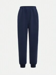 SHEIN 2pcs/Set Teenage Girls Casual Collegiate Letter Printed Drop Shoulder Polo Shirt And Sweatpants Outfit - Royal Blue - View 7