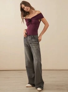 WESTFADE 优质棉质宽松 Y2K 阔腿牛仔裤