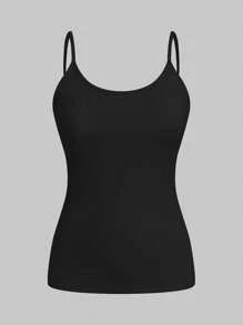 SHEIN EZwear 2 Stücke Damen Schwarzes und Weißes Elastisches Lässiges Fleece Cami-Top, Geeignet für Herbst und Winter - Verschiedenfarbig - Übersicht 6