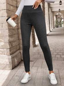 EMERY ROSE Grey High Elasticity Comfortable Women's Leggings - Dark Grey - View 4