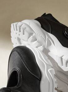 CUCCOO EASI Women's Thick Sole Hook And Loop Comfortable Casual Sports Shoes Tainers - Black - View 8