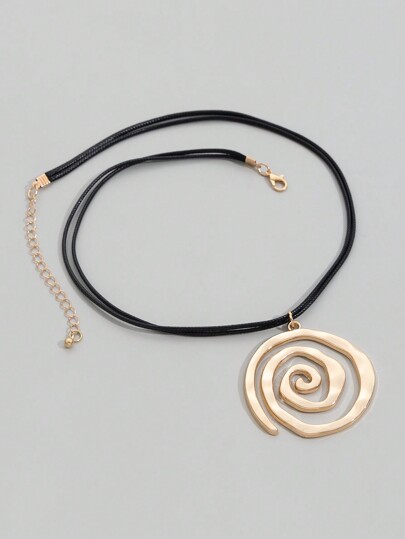 Fairycore 1pc Fashionable Geometric Spiral Pendant Necklace
