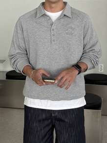 DAZY Men's Letter Print Pullover Sweatshirt, Autumn - Grey - View 2