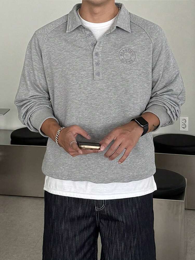 Men's Letter Print Pullover Sweatshirt, Autumn