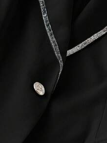 Celure Plus Size Women's Lightweight Blazer Jacket With Contrast Trim And 3/4 Sleeves